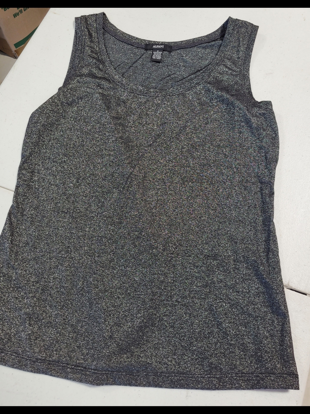 Alfani Glitter Knit Tank Top - Black and Silver Sparkle